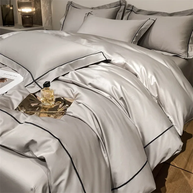 

Embroidery Bedding Sets Egyptian Cotton Bed Sheet Set Luxury Duvet Cover Bedsheet Bed Linen Pillowcase 5 Stars Hotel Bedclothes