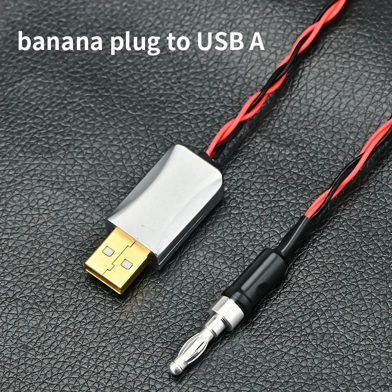 Pure Silver Electronic Black Hole Grounding Wire Banana Plug To Type-c / USB A Grounding Box Audio Cable