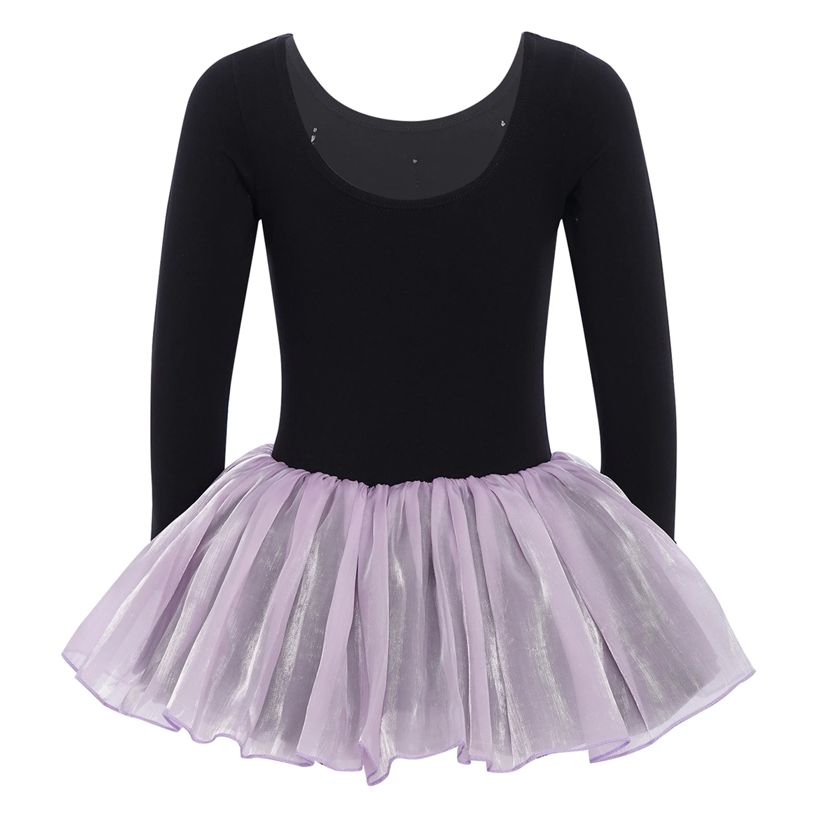 キッズガールズかわいいちょう結びシャーリング体操バレエダンスレオタードドレス長袖チュールチュチュダンスパフォーマンスドレス衣装