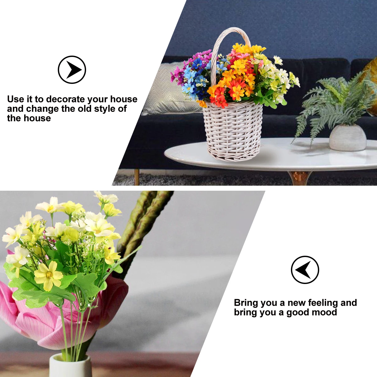 

8Pcs Simulation Flower Artificial Daisy Home Decor Resistant Plastic Cloth Material Lovely Enhancing Indoor Outdoor