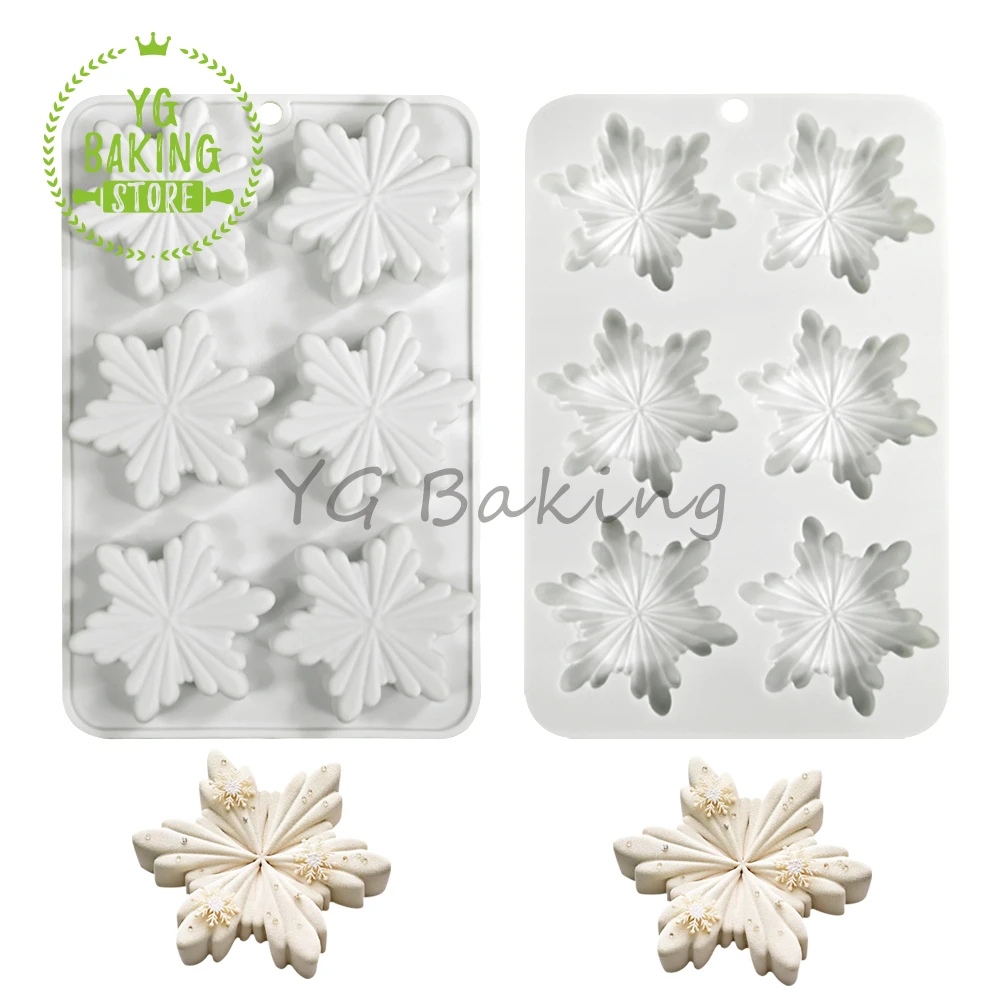 Dorica 3D Chrisrmas Snowflake Design Mousse Mould DIY Dessert Chocolate Silicone Mold Cake Decorating Tools Kitchen Bakeware