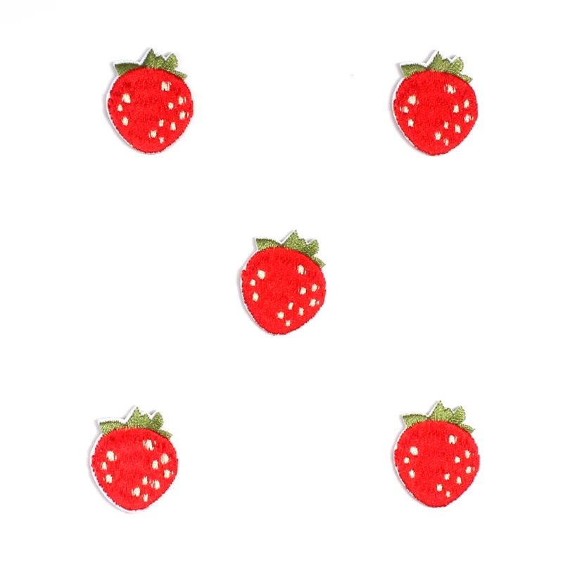 10pcs Cartoon Mini Strawberry Patch Cute Fruit Sticker DIY Kids Clothing Shoes Bags Appliqued Badge Sew On T Shirts Patches