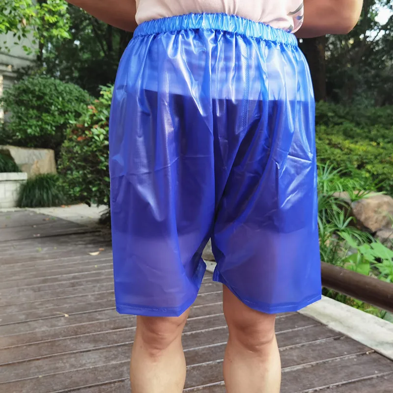 Blue PVC Man Shorts Waterproof Easy Drop Off Quick Dry