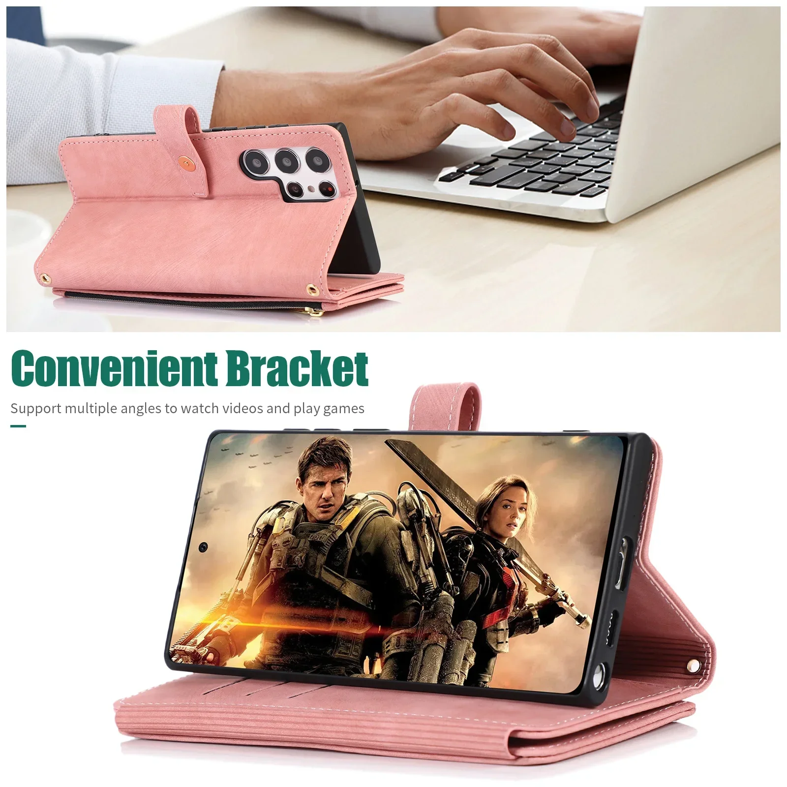 Handyhülle für Samsung Galaxy S23 S24 FE S25 S26 Ultra Edge Plus A16 A06 A26 A36 A56 A27 A37 A57 Cover Reißverschluss-Brieftasche Crossbody – Detail 33