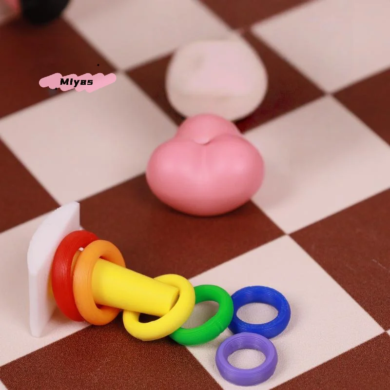 【M】2 Sets Dollhouse Early Learning Rainbow Stacking Toys Puzzle Development Intelligence Rainbow Tower Baby Toy Gift Stack Ring