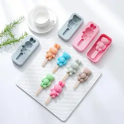 Ice Cream Mold With 20 Sticks Silica Gel Bear Rabbit Shaped Popsicle Mold Silicone Mold DIY Ice Cube For Summer Kitchen Gadget