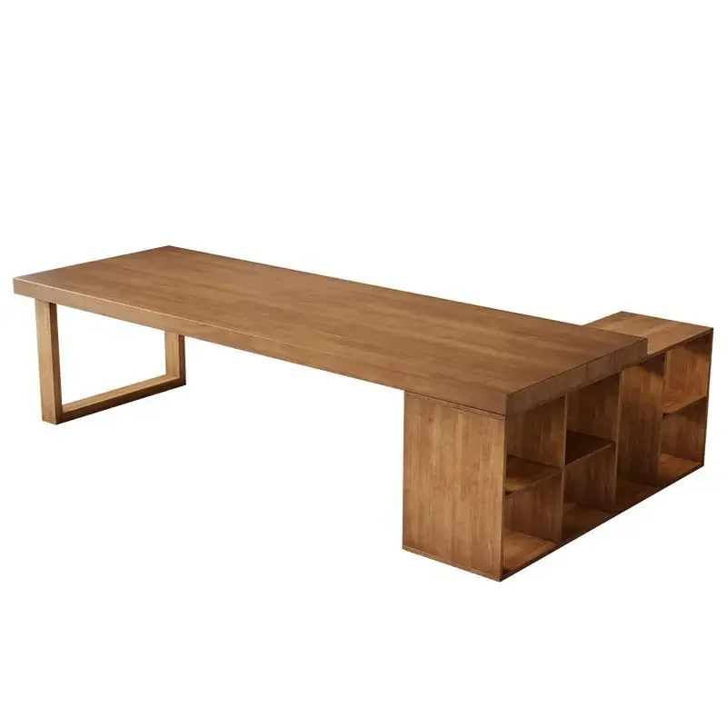 Tea table Small household balcony New Chinese style solid wood tea Large board tea making cabinet  table One-piece combinatio
