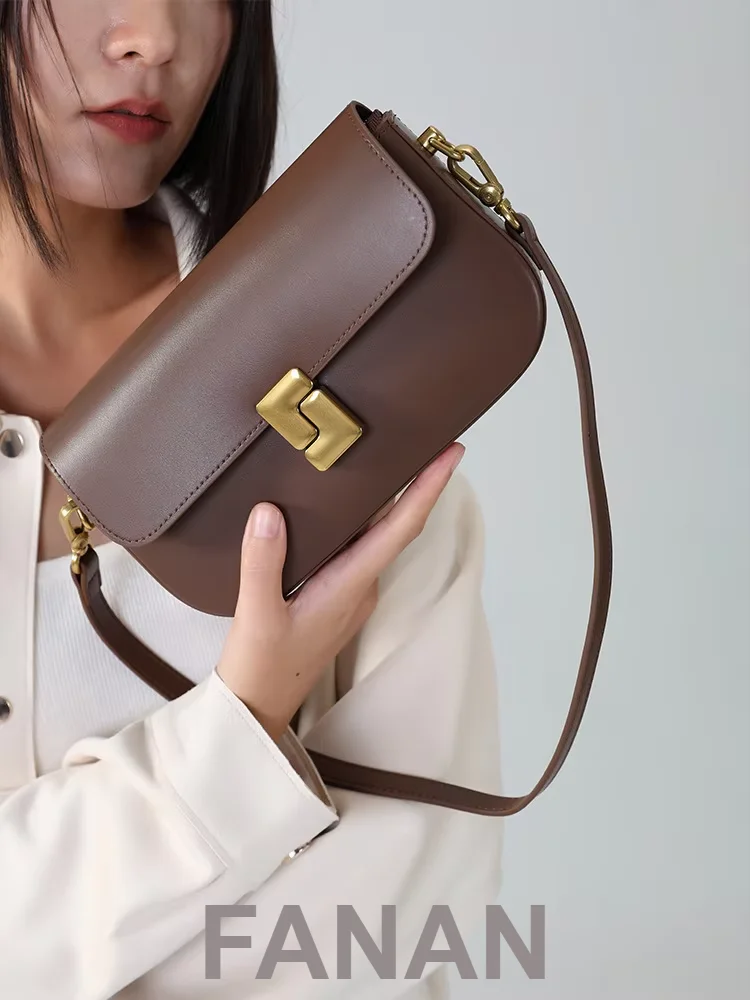 FANAN Genuine Leather Luxury Designer Woman Handbag Small Square Shoulder Bag Crossbody Bags Minimalism Bag Tofu Bag