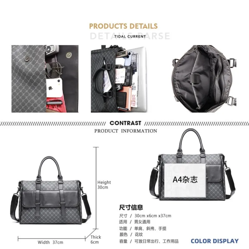 2023 New Black Leather Briefcase Designer Laptop Business Word Handbag for Men Work Bags High Qality Men Shoulder Bag Brand