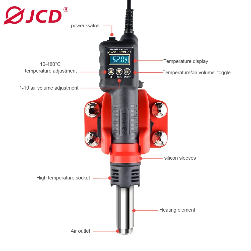 JCD 8899 2 in 1 Soldering Station 750W LCD Digital Display Welding Rework Station for cell-phone BGA SMD IC Welding Repair Tools