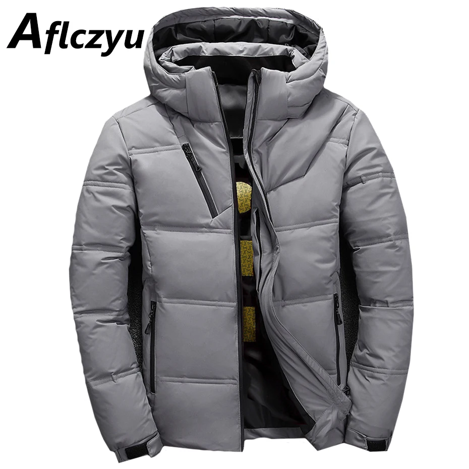 Jaqueta de puffer com capuz monocromática masculina, casaco acolchoado quente, casacos casuais, moda masculina, inverno