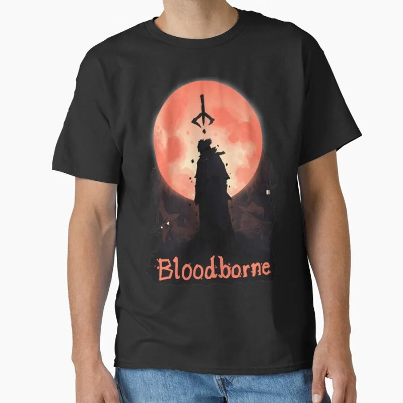 

Paleblood Moon Vintage Videogame BloodBorne Gehrman The First Hunter Gift t shirt Large size tops Death metal Graphic clothes