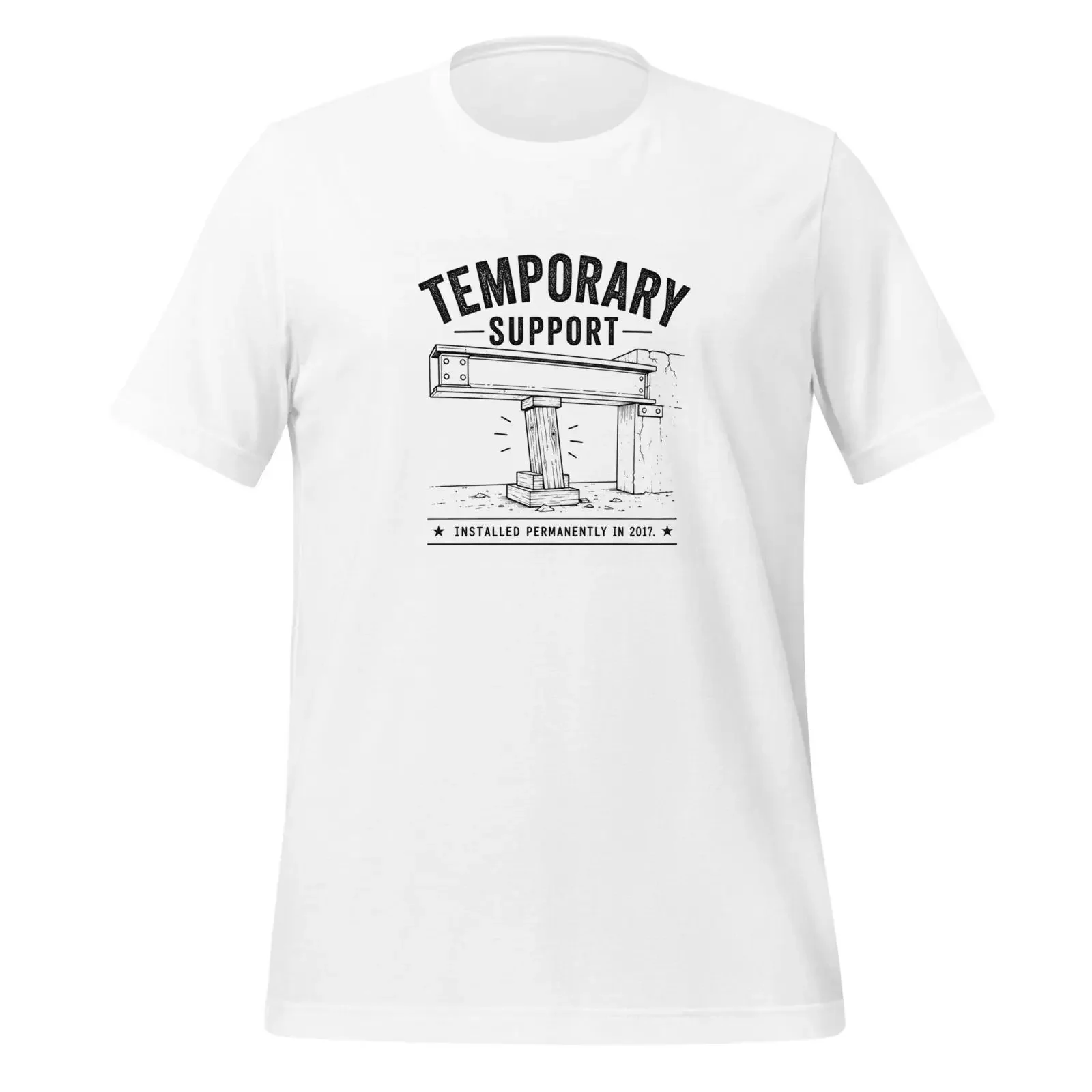 Temporary Support Funny Construction Worker T Shirt Contractor Builder Handyman Humor  vintage Washed fashion streetwear