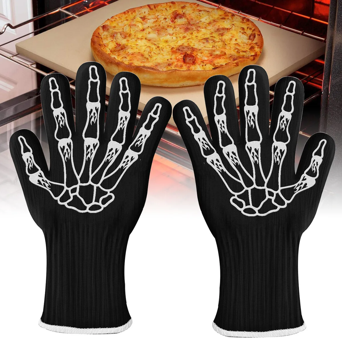 Skeleton style BBQ & Oven gloves Extreme Heat Resistant Premium Cooking Nonslip