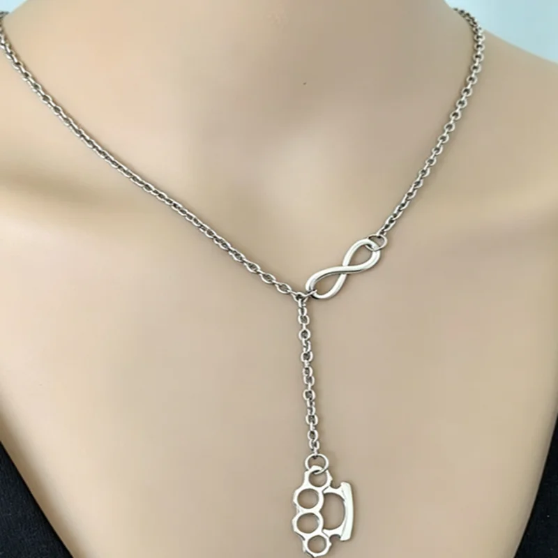 Y2k 2000s Knuckle Brace Necklace Punk Stainless Steel Women Gyaru Necklace Shape for Children Scene Accessories