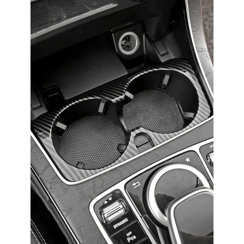 

Горячие внутренние наклейки ABS для Mercedes Benz C E GLC Class W205 W213 X253 Автомобильная текстура из углеродного волокна, панель переключения передач, чашка для воды Hol