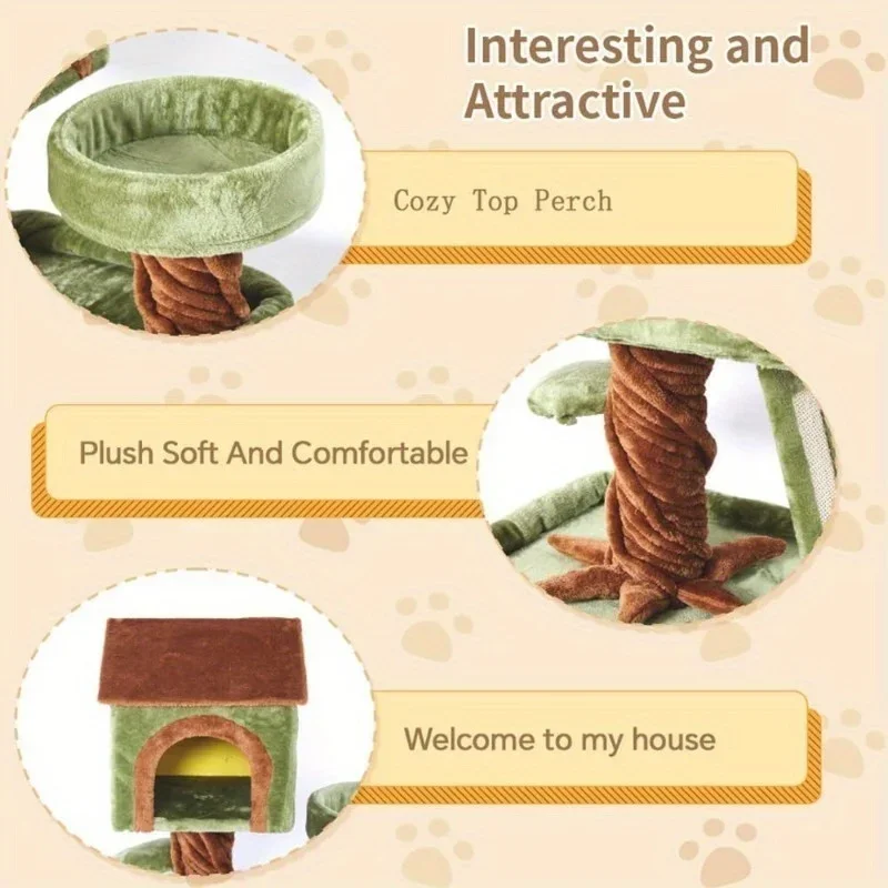 Árbol rascador para gatos con casas, centro de actividades y percha