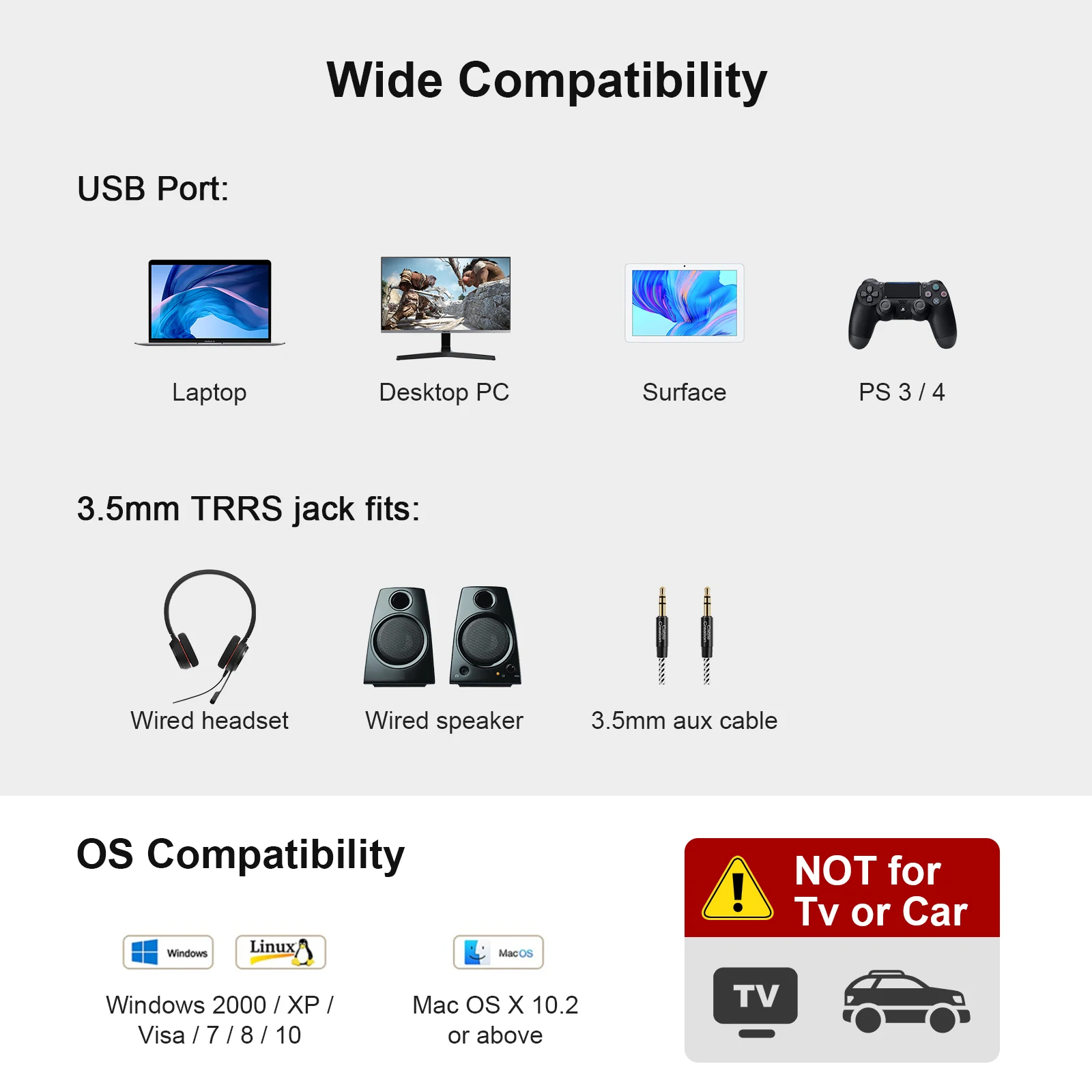 كارت الصوت 3 في 1 جاك USB محول الصوت USB خارجي كارت الصوت ستيريو مع 3.5 مللي متر سماعة و ميكروفون ل PS3 PS4 المحمول