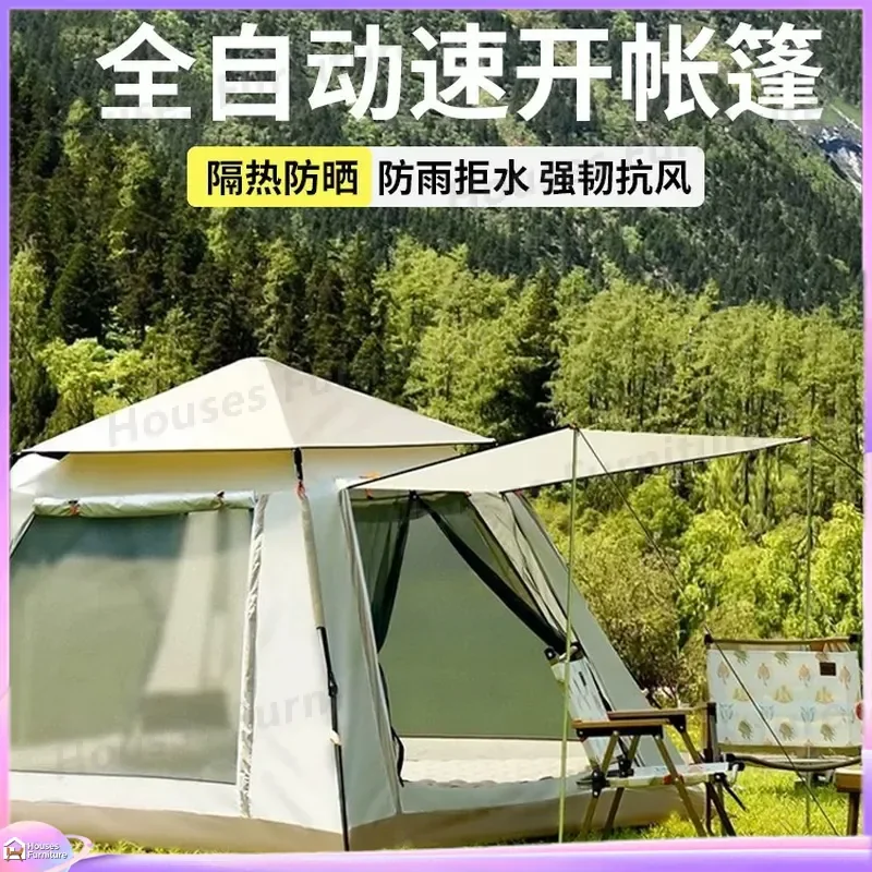 For Automatic Pop Up Tent Cloud Gray Family Camping Thickened Sun Protection 4 Sided Outdoor Shelter Car Roof Top Tent