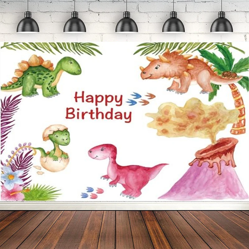 

Baby Birthday Photography Backdrop Dinosaur Volcanic Portrait Party Poster Decor Photographic Background Banner Photo Studio