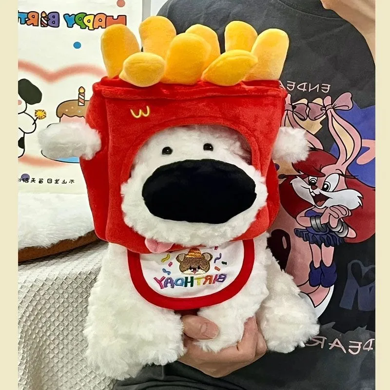 34cm dos desenhos animados bonito nariz grande cão de pelúcia boneca plushies batatas fritas filhote de cachorro boneca crianças conforto travesseiro presente aniversário natal