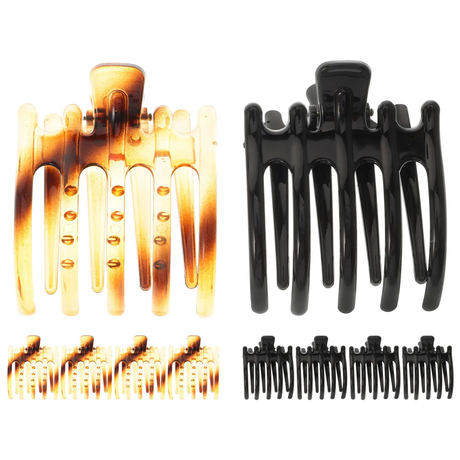 

10pcs Five Tooth Claw Clip Claw Clamps For Women Resin Plastic Jaw Clip Hollow Hair Holder Daily Wear Hair Accessory