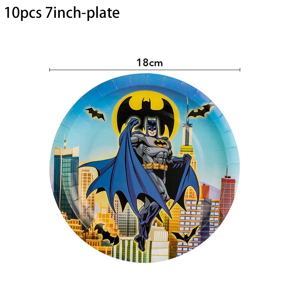 Kayou Batman Birthday Party Decoration Disposable Tableware Set Gift Box Cups and Plates Paper Tablecloth Baby Christening