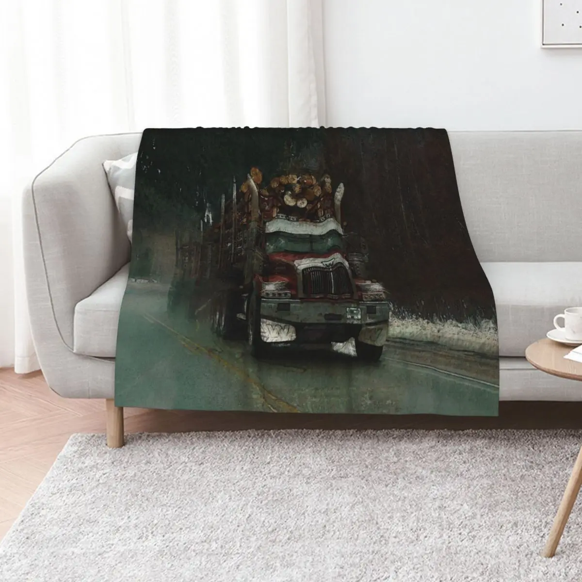 The Trunk Line - Logging Truck Delivery Route Throw Blanket Stuffeds Thins Thermals For Travel Plush Vintage Hairys Blankets