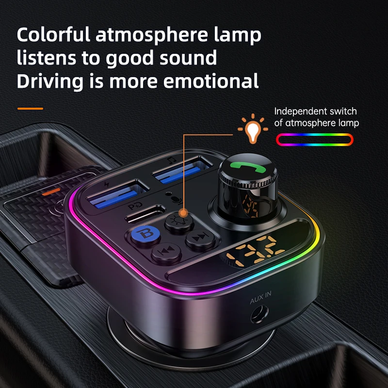 fm transmitter without cigarette lighter Car Splitter Car Bluetooth Hands-Free Car Charger Dual Usb Qc3.0 12V/24V Fast Charger Socket make calls Lihan Bluetooth Fm Lihan Fm