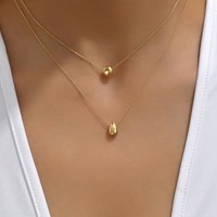 Light Luxury Niche Design Double-layer Water Drop Ball Necklace Female Ins Fashion Stainless Steel Necklace