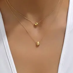 Light Luxury Niche Design Double-layer Water Drop Ball Necklace Female Ins Fashion Stainless Steel Necklace