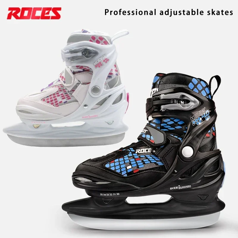 1 Paar professionelle verstellbare thermische verdickte Eishockey-Skates-Schuhe Antikollisions-Nylon-atmungsaktive Eisklingen-Schuh für Anfänger