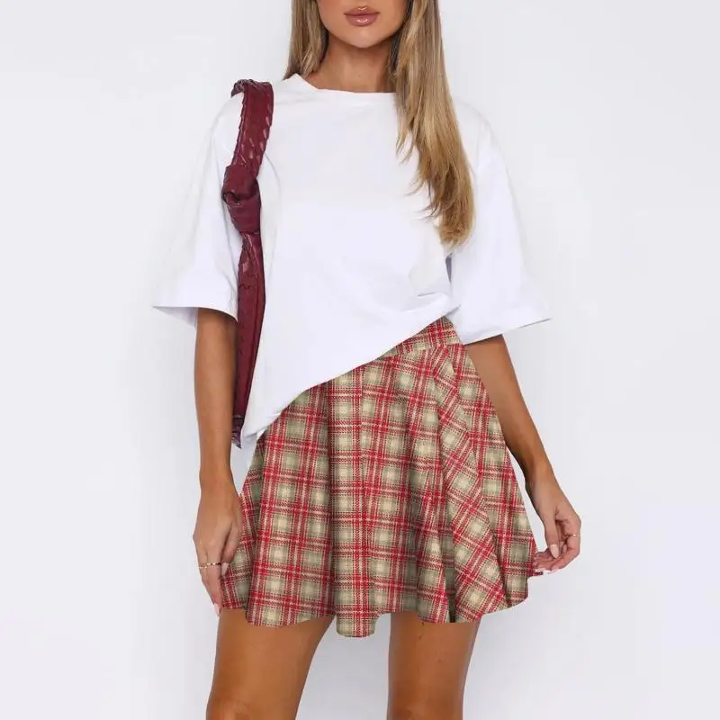 Retro Plaid Faltenröcke Rock Y2K Streetwear Vintage Schuluniform A-Linie Gym Student Kurzen Rock Mädchen Weihnachten Dress Up – Detail 5