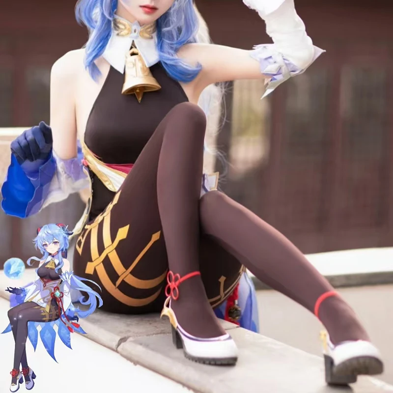 Genshin Impact Ganyu Cosplay Collant Anime Corrispondenza Stampa Decorazione Calze Gioco di ruolo Calzini Costumi di Halloween Calzino lungo
