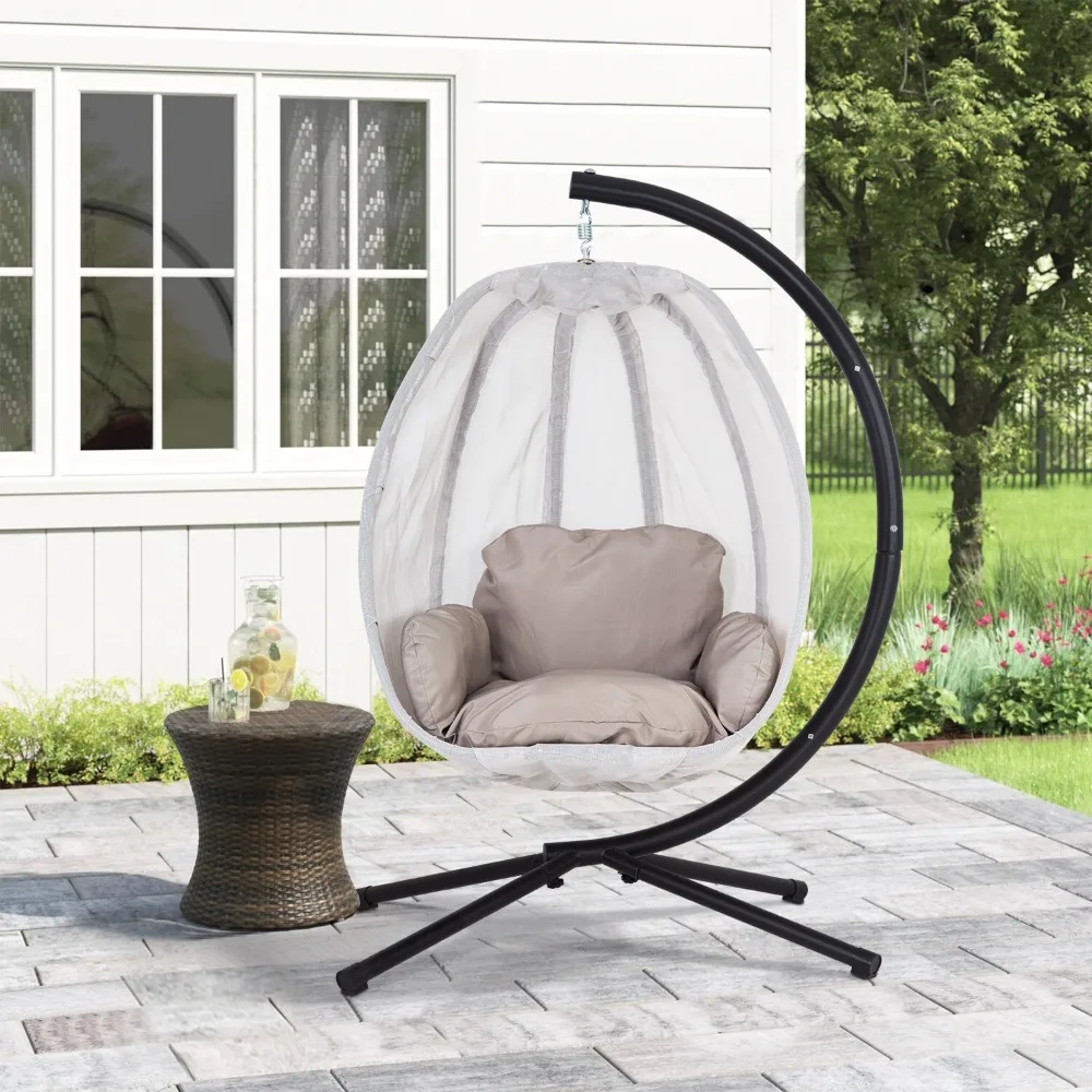 

Egg Chair with Comfy Cushions Indoor Outdoor Hanging Chair Sturdy Heavy Duty