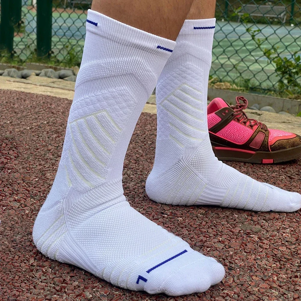 

Men Sports Socks Athletic Running Socks Terry Sole Soft Hiking Non Slip Comfy Trekking Socks Breathable for Running Riding