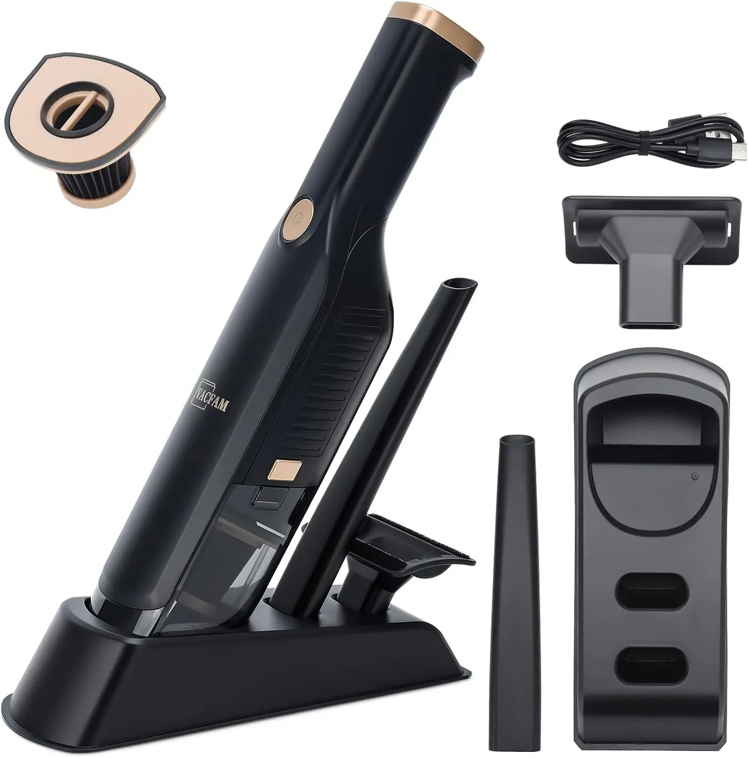 

Handheld Vacuum Cordless, 15KPA High Power Suction, USB Quick Charge, Car Vacuum Cleaner with Storage Dock, Lightweight