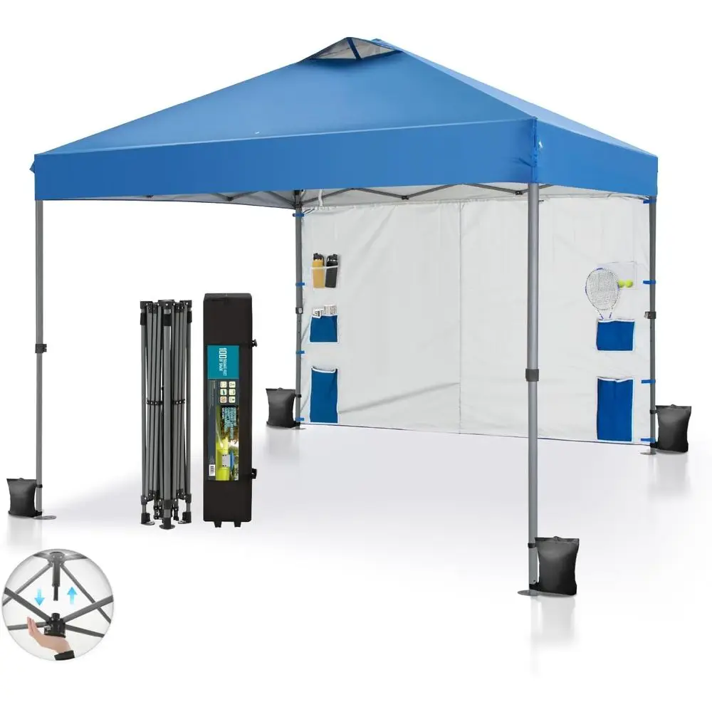 

Семейная палатка 10x10 с боковой стенкой, 6 колышками, простой монтаж, вентилируемый потолок, сумка на колесах, идеально подходит для активного отдыха, кемпинга, пляжа