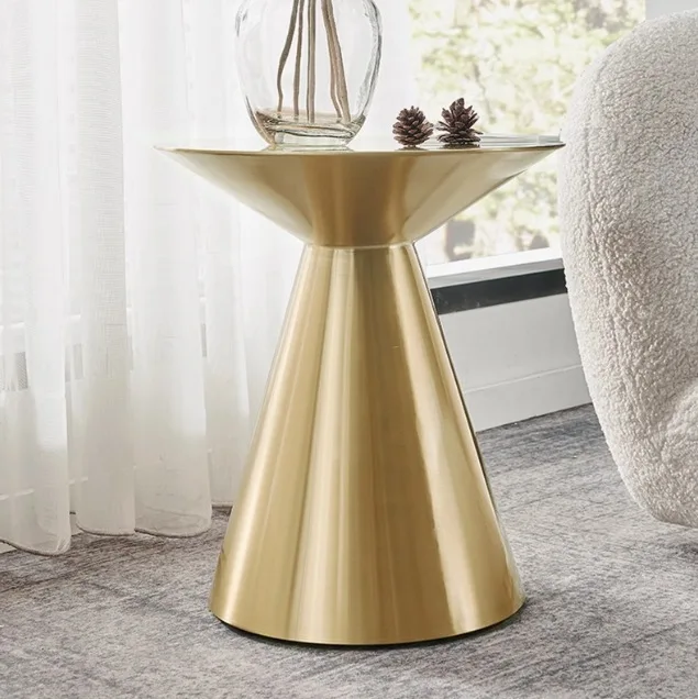 Titanium silk sofa edge few light luxury high-end Italian minimalist corner few modern high-end living room outdoor round table