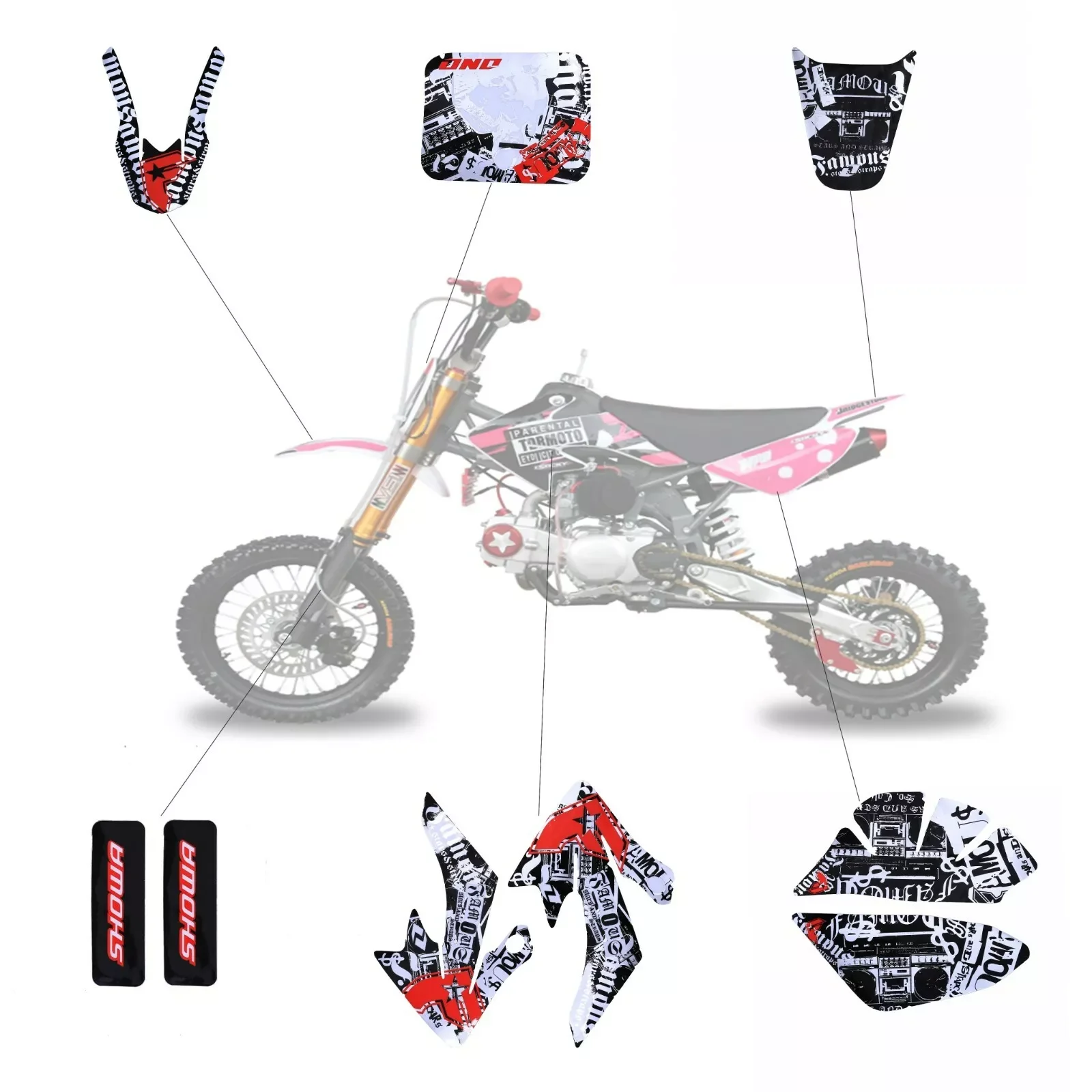 Decals Emblemen Stickers Graphics CRF50 SSR SDG DHZ Thumpstar pit dirt pro Bike Motorcycle Decoratieve Stickers