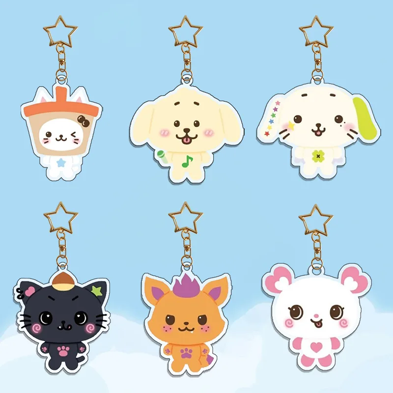 Kpop Idols JAEHEE SION Acrylic Keychain 5CM Cartoon Cute Printing Pendant Star Key Ring Accessories YUSHI RIKU Fans Gifts