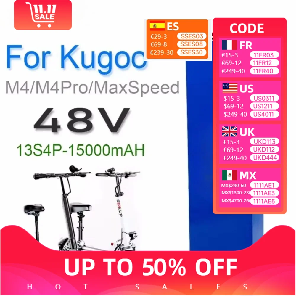 

13S4P 48V 15000mAh Electric Scooter High quality Battery Pack Orders Comes with a Free Charger 18650.00 electric scooter