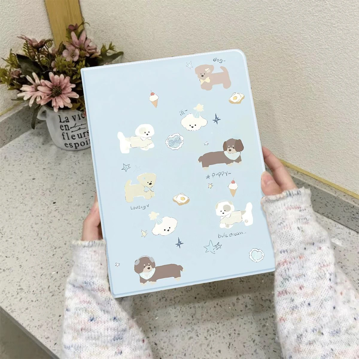 Tablet Cover with Pen Slot for Ipad Air 5 Case IPad 6th Generation Case 9.7 Inch 10.2 7th 8th 9th Gen IPad Pro 11 2022 Cute Dogs