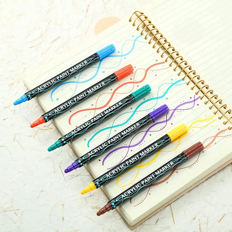 قلم تحديد طلاء أكريليك 36 لونًا، قلم ألوان كلاسيكية معدنية، قلم صانع ذو طرف مزدوج للبالغين والأطفال