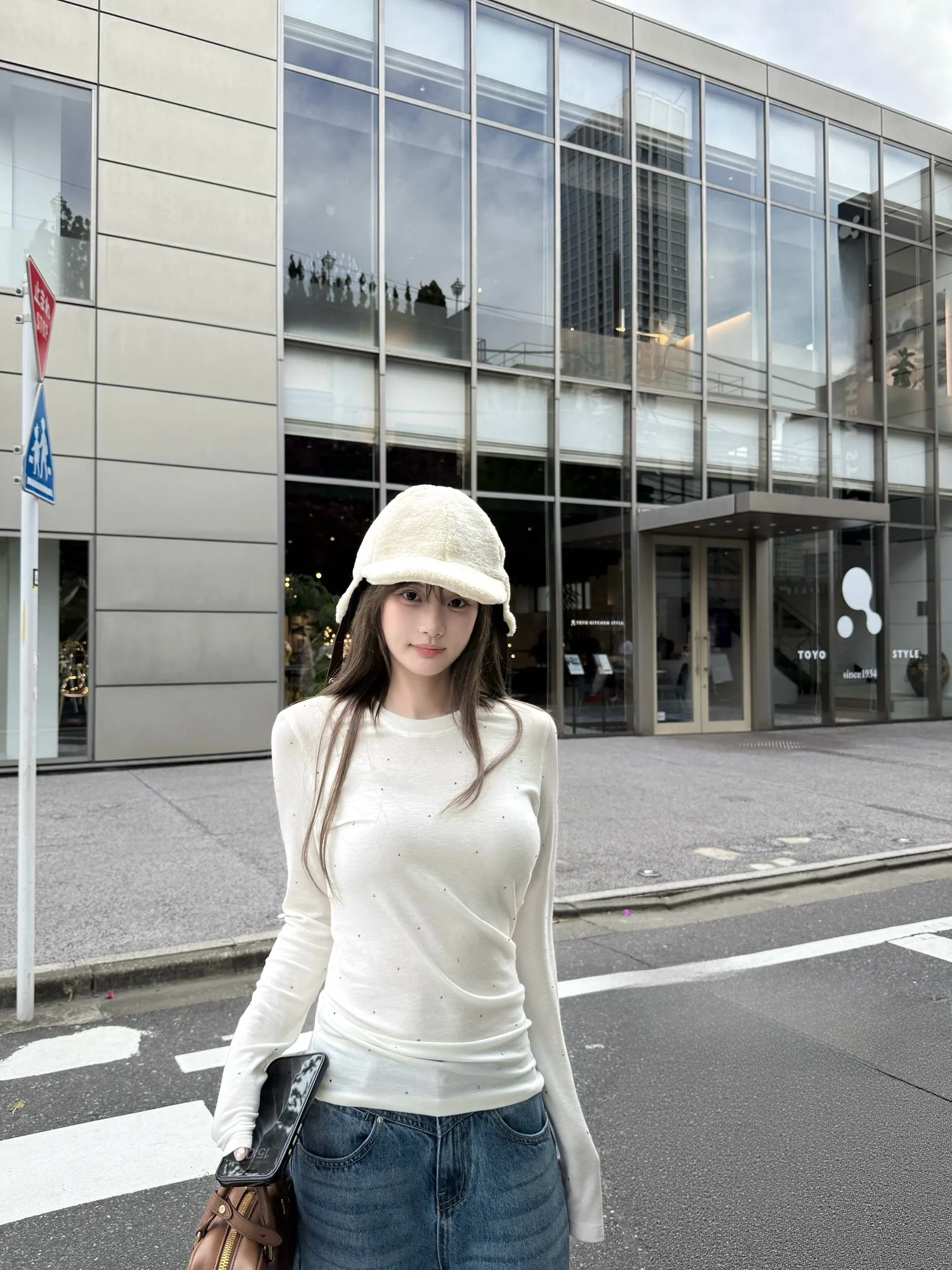 

Женская футболка Ceeyou из шерсти и шелка с длинным рукавом, облегающая, асимметричная, для повседневной носки, со стразами