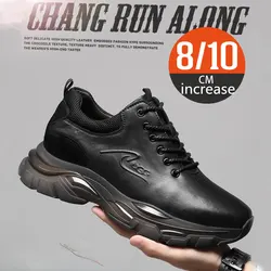 Casual Sneakers Heightening Shoes for Men 10cm Inner Height Increasing Shoe Cowhide Elevator 8cm Invisible Leather Shoes for Men