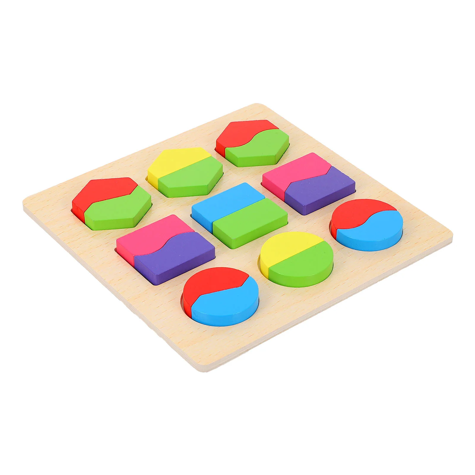 1 Set Wooden Geometric Shape Puzzle For Toddlers Early Learning Educational Baby Development Skill Building Game Wood Shape