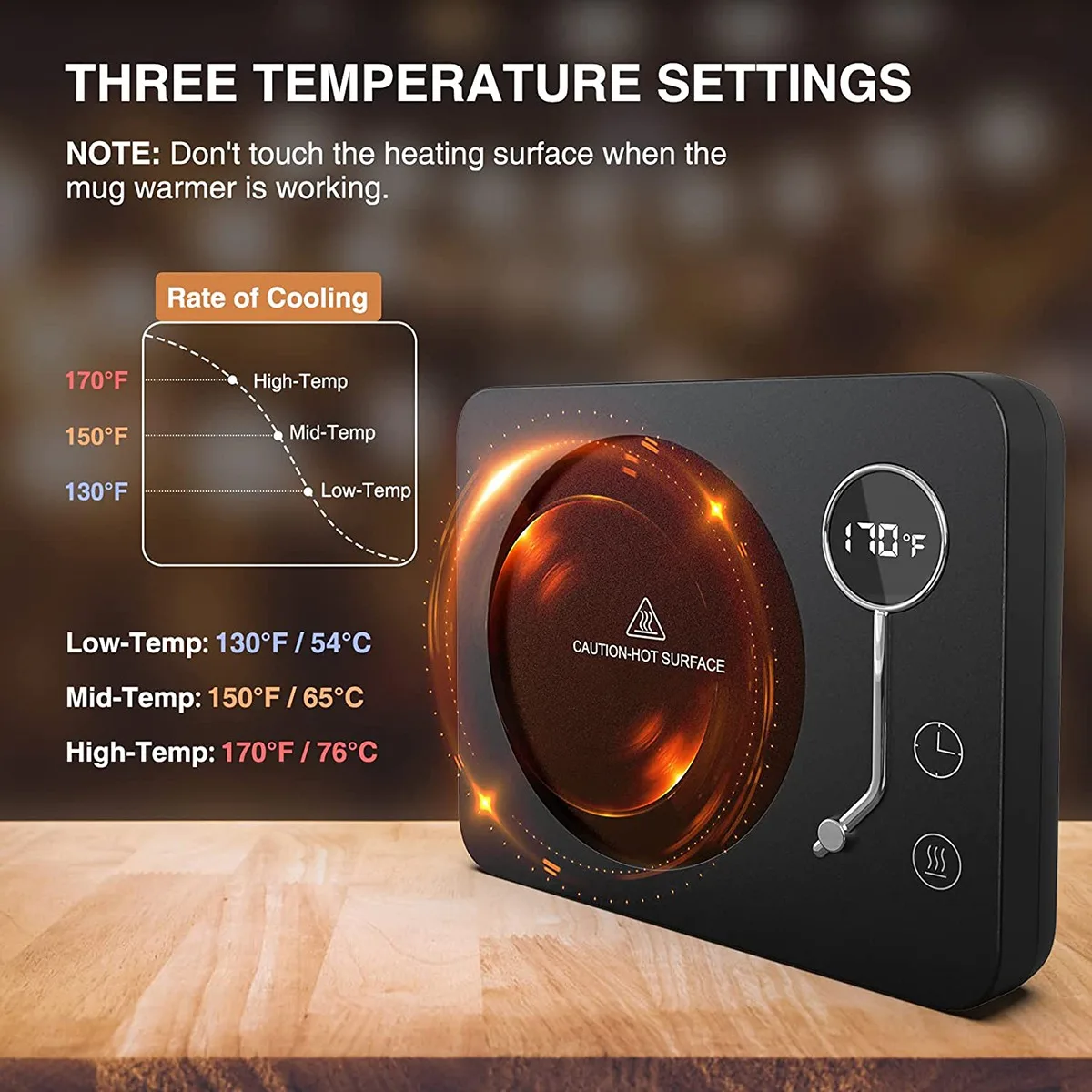 ABNL 1 Pcs Mug Warmer For Coffee With Auto Shut Off Timer Portable Coffee Beverage Warmer For Desk Office Cup Warmer Black US Pl