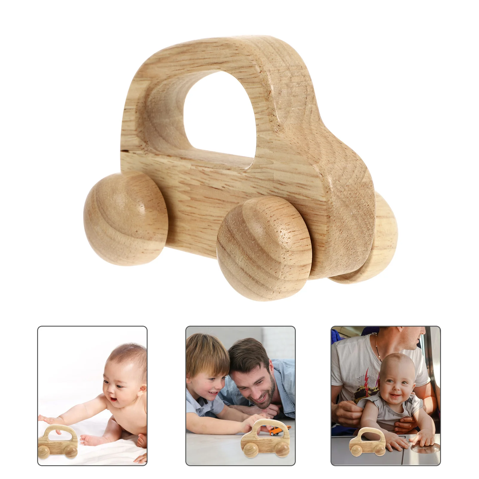Auto in legno Veicolo a spinta per bambini Gomma premium Legno Durevole inerzia Abilità di presa per dentizione infantile Macchine in legno