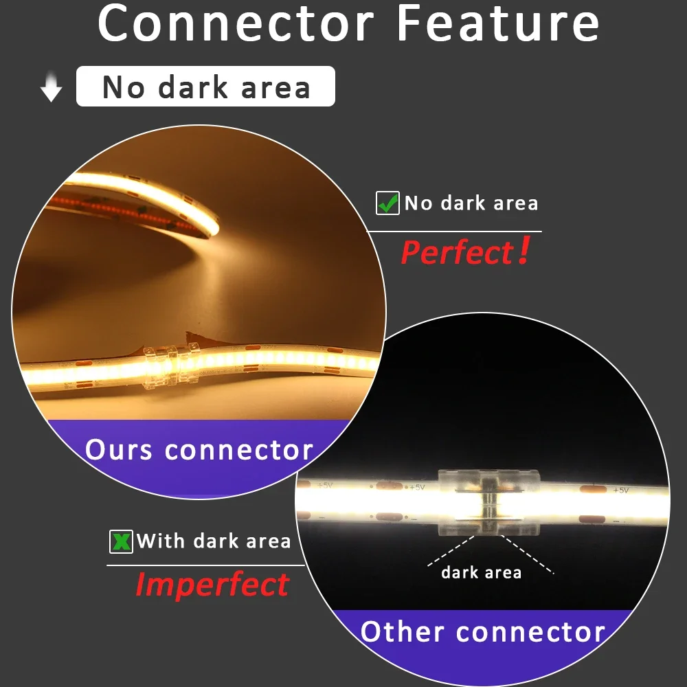 5PCS LED Strip Connector COB SMD 2Pin 3Pin 4Pin 5mm 8mm 10mm L-Shape Strip to Strip Welding-Free for RGB CCT LED Strip Lights